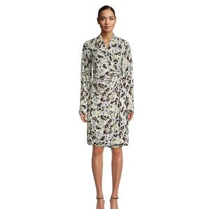 GANNI Tied Floral Midi Faux-Wrap Dress